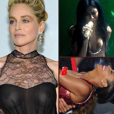Sharon Stone & Beyonce Knowles Revealing Their Boobs